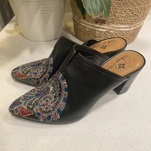 Patricia Nash Mules Roberta de Cuero Negro Bordado Sin Cordones Sin Espalda Talla 7.5 - Imagen 1 de 8