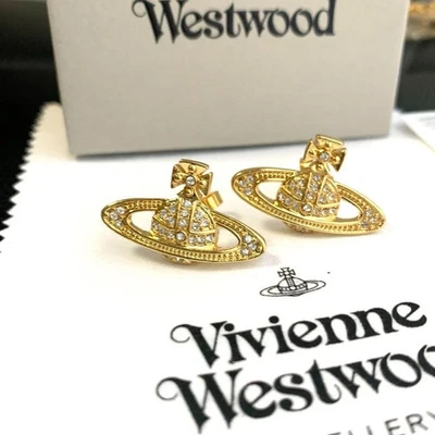 Vivienne Westwood Orb Mini Bas Relief Gold Earrings Jewelry - Image 1 of 4