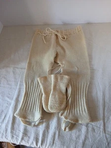 Beige Suéter Estilo Bebé Pantalones, Estribos, Mitones Unisex 18-24 Mo, De Colección - Imagen 1 de 1