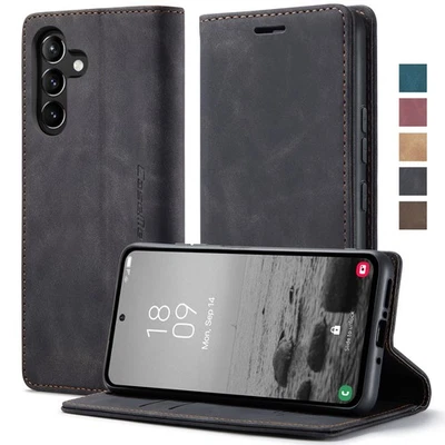 Leather flip cover wallet phone case for Samsung Galaxy, full series S24, S25 - Image 1 of 4