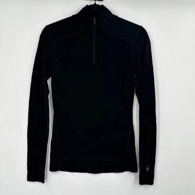Smartwool Merino Wool 150 Base Layer 1/2 Zip Top Women's Medium Black Thermal - Image 1 of 4