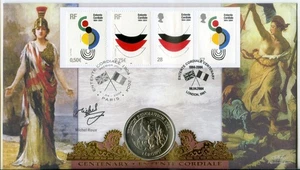 2004 ENTENTE CORDIALE BENHAM FDC + IOM CROWN COIN +SIGNED the late MICHEL ROUX - Picture 1 of 1
