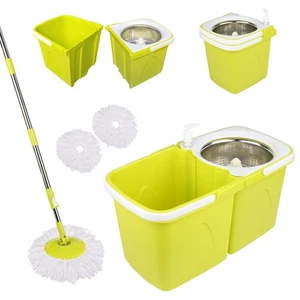 360° BODEN MAGIC SPIN MOP EIMER SET MIKROFASER ROTIERENDE TROCKENKÖPFE MIT 2 KÖPFEN - Bild 1 von 24
