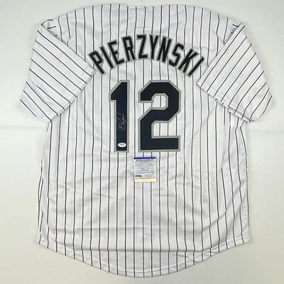 Autographed/Signed AJ A.J. PIERZYNSKI Chicago Pinstripe Baseball Jersey PSA COA - Image 1 of 4