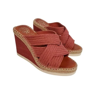 Vince Camuto Bailah 7.5 Moroccan Clay Espadrille Wedge Sandal Criss Cross Jute - Picture 1 of 12