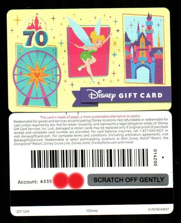 DISNEY Tinkerbell, Disneyland 70th Anniversary ( 2024 ) Gift Card ( $0 ) V3 - Image 1 of 1