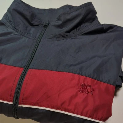 Starter Jacket Men 3XL Full Zip Lightweight Windbreaker Color Block Black Red  - Image 1 of 4