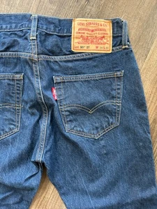 Levis Premium 501 ST Slim Taper Big E red tab button fly straight jeans 33 25 - Picture 1 of 13