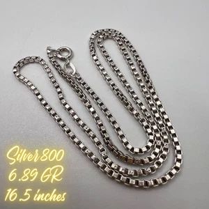 800 Silber Unikat Halskette feine Box Kette Herren Damen Vintage Schmuck signiert 6,8 g - Bild 1 von 9