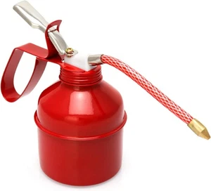 Aceite manual bomba manual 12 oz rojo estilo vintage bote flexible 6" boquilla (B12) - Imagen 1 de 7