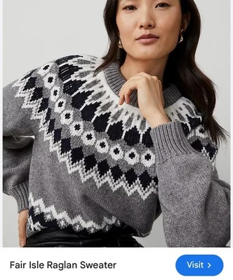 Nuevo con etiquetas ANN TAYLOR 2025 FAIR ISLE suéter doble peso pesado L grande Foto 1 de 2
