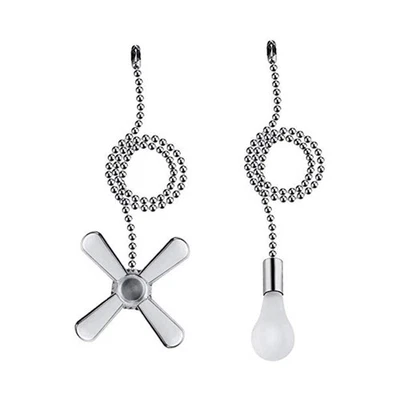 Ceiling Fan Pull Chain 2-Pack 13.6in Nickel 3mm Beaded Ball Chains with Connecto - Image 1 of 4