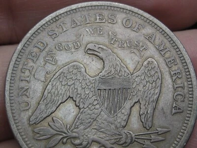 1872 P, S or CC United States Seated Liberty Silver Dollar- Fine/VF Details - Image 1 of 4