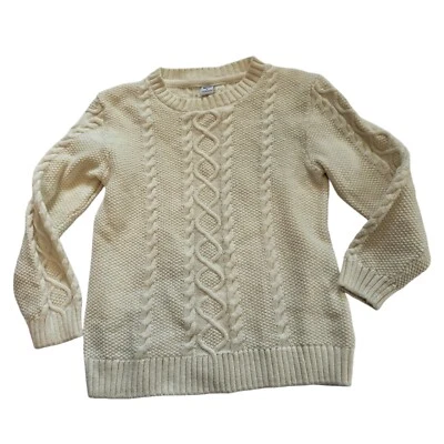 Janie and Jack Cable Knit Sweater Sz 4 Wool Blend Fisherman Classic Family Photo - Image 1 of 4