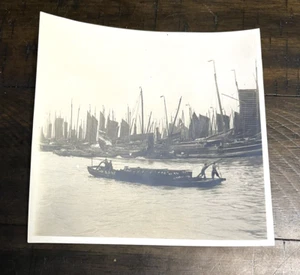 China Old Photo Boat Ship River Water Dock Harbor 1920s or 30s Vintage Picture - Picture 1 of 6
