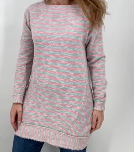 Soft Surroundings Marina Pullover Pulli maritim Streifen Gr. M rosa blau lang - Bild 1 von 11
