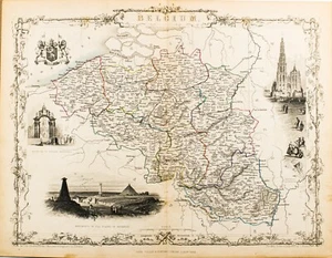 1851 BELGIEN ORIGINAL TALLIS RAPKIN KARTE 11x14 WM46 - Bild 1 von 3