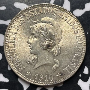 1910 Brazil 1000 Reis Lot#MK244 Silver! High Grade! Beautiful! - Picture 1 of 2