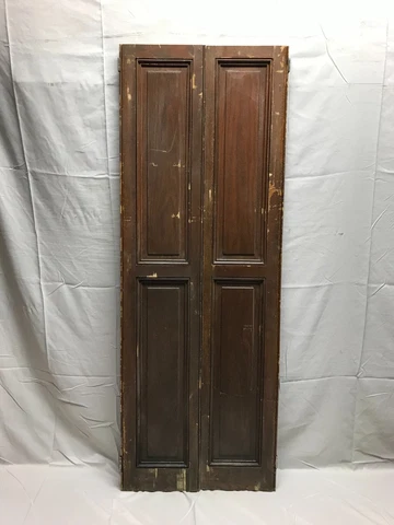 Antique Pair Vintage Narrow 9x47 Wood Paneled Window Shutters Old 836-23B Cover