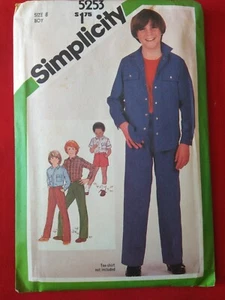 Simplicity Pattern 5253 Size 8 Boy shirt short pants 15 piece uncut - Picture 1 of 4