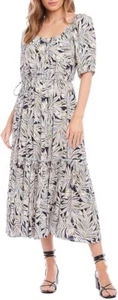 Karen Kane Women’s Costa Palmas Puff Sleeve Midi Dress size M NWT made in USA - Picture 1 of 11