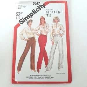 Pantalón retro de mujer Simplicity 5617 con patrón de costura 1982 de colección, talla 12, sin cortar - Imagen 1 de 3