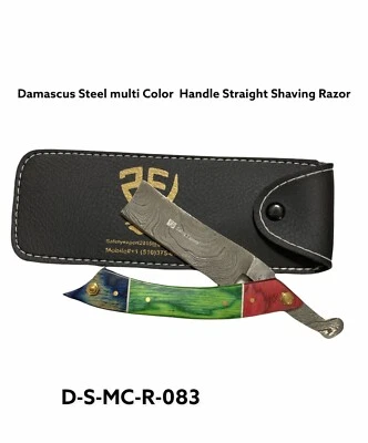 MAQUINILLA DE AFEITAR DE BORDE RECTO PLEGABLE HECHA A MANO DE ACERO DAMASCO Foto 1 de 4