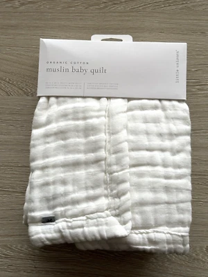 Edredón para bebé Little Unicorn de muselina de algodón orgánico multicapa blanco 30” x 40” nuevo con etiquetas Foto 1 de 4