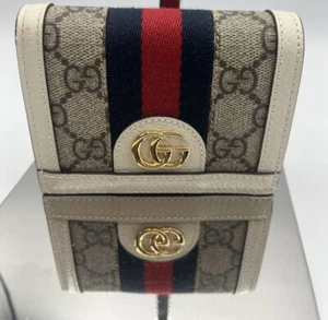 NIB Gucci GG Ophidia Ebony Supreme Coated Canvas White Trim Bifold Wallet 523155 - Picture 1 of 15