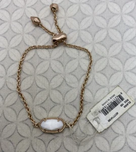 Kendra Scott Elaina Rose Gold Bracelet adjustable White mother of pearl Used - Picture 1 of 11