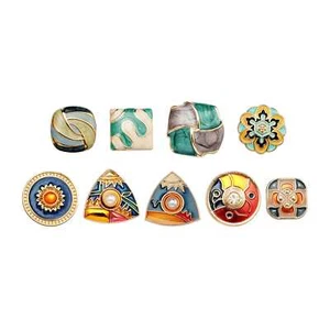5pcs Vintage Metal Buttons with Enamel Gemstone Accents for Sewing, Crafts, DIY - Picture 1 of 11