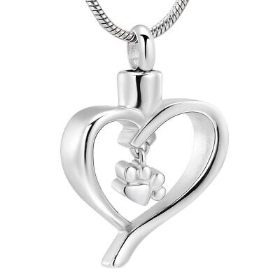Paw Print Heart Pendant And Necklace Cremation Jewellery For Cremation Ashes. • 19.45€