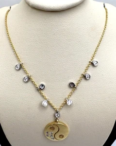 14k Yellow Gold Meira t Designs Yin Yang Pendant With Diamonds .22ct - Picture 1 of 4