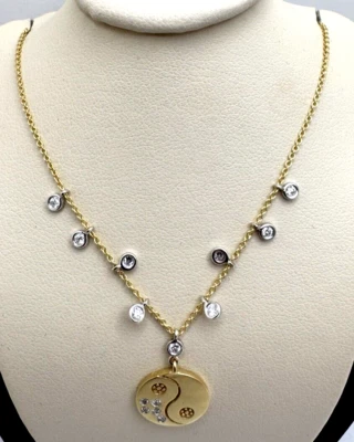 14k Yellow Gold Meira t Designs Yin Yang Pendant With Diamonds .22ct - Image 1 of 4