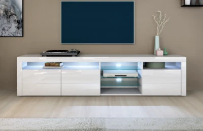 Lowboard 200cm TV-Schrank Sideboard Anrichte Kommode Weiß Hochglanz SANTA FE - Bild 1 von 4