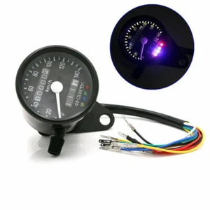 LED Dual Motorcycle Odometer Analog Speedometer Gauge Signal Light 12V 0-140 Kmh - Picture 1 of 1
