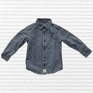 Gap Boys Classic Chambray Shirt Blue Long Sleeve 100% Cotton Size 5 - Picture 1 of 11