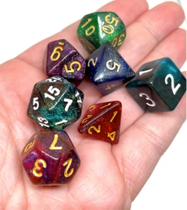 Galaxy Glitter Mystery Mix! Set dadi poliedrici acrilici dadi DND TTRP D&D - Foto 1 di 6