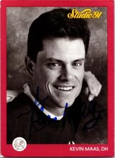 Kevin Maas autographed baseball card (New York Yankees) 1991 Leaf Studio #96