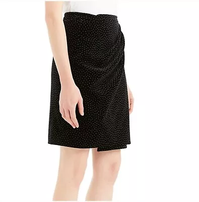 THEORY Women's Pleat Wrap Dot Velvet Mini Skirt Black White Size 0 $355 NEW - Image 1 of 4