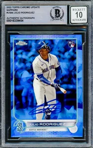 Julio Rodriguez 2022 Topps Chrome Update Sapphire RC Gem 10 Auto Beckett A - Picture 1 of 2