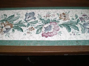 ***BULK Listing*** White & Green Border with Pink Blue & Brown Flowers - Picture 1 of 8