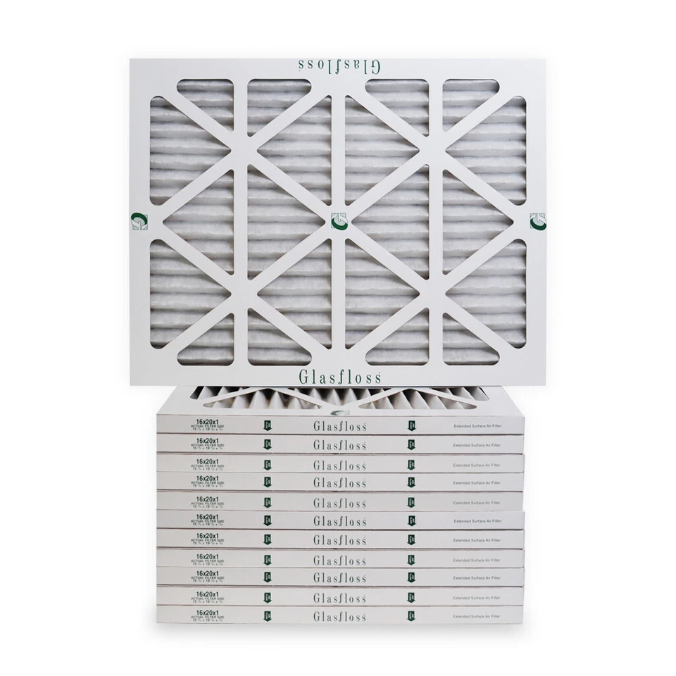 16x20x1 Air Filter MERV 10 Pleated by Glasfloss - Box of 12 - AC/Furnace Filters - Image 1 of 1