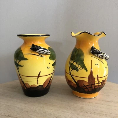 Lot De 2 Petits Vases A. Ferlay Vallauris Paysage Provençal et Cigale - Photo 1/4