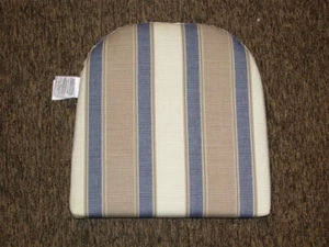 Outdoor Patio Seat Pad ~ Beige Blue White ~ 18" x 19.5" x 3 **NEW** - Picture 1 of 2