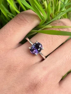 alexandrite ring color change ring oval alexandrite ring holiday gift - Picture 1 of 6