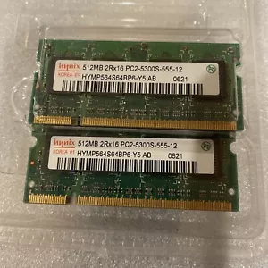 Hynix Laptop Memory 1 GB (2 X 512MB) 2RX16 PC2-5300S-555-12 HYMP564S64BP6-Y5 - Picture 1 of 2