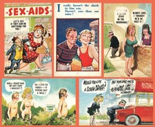 5 x VINTAGE COMIC POSTCARDS - 3 USED, 2 UNUSED - ALL FAIR to GOOD Cond