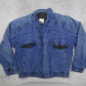 Vintage Pop 84 Jacke Herren L blau gestreift Denim Bomber Full Zip - Bild 1 von 9