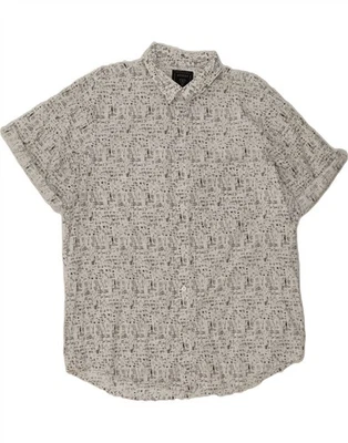 GUESS Mens Abstract Pattern Short Sleeve Shirt Large White Cotton DP95 - Image 1 of 3
